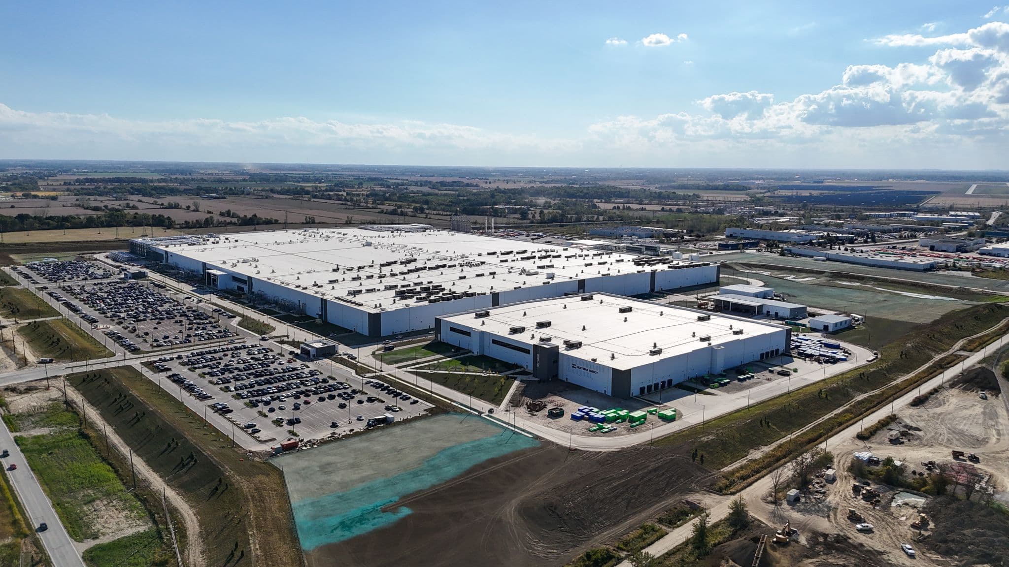Aerial of battery manufacturing campus