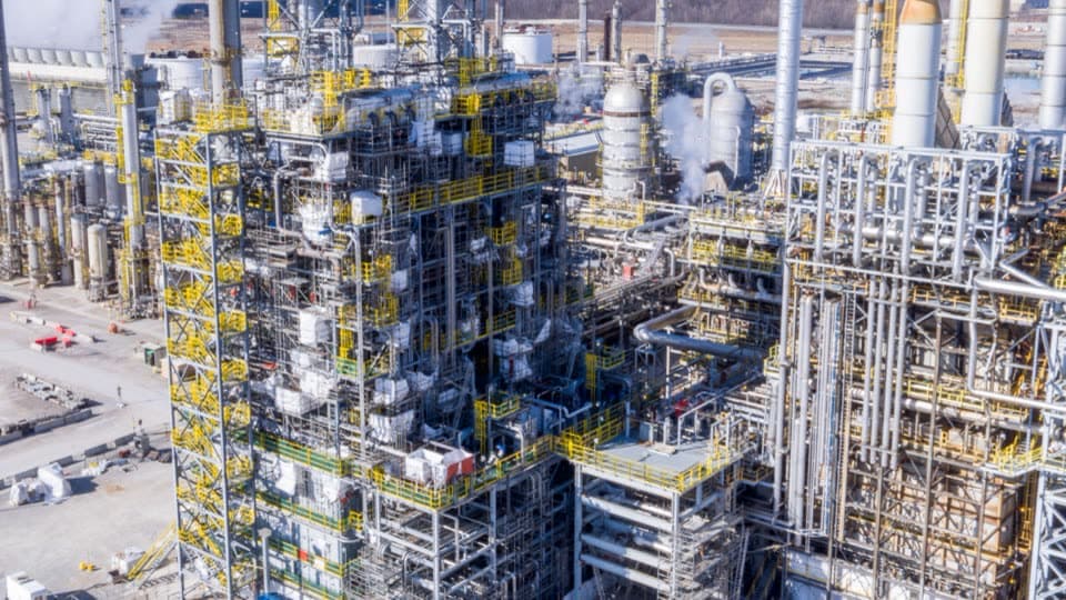 Structural steel and platforms across an operating NOVA Chemicals unit