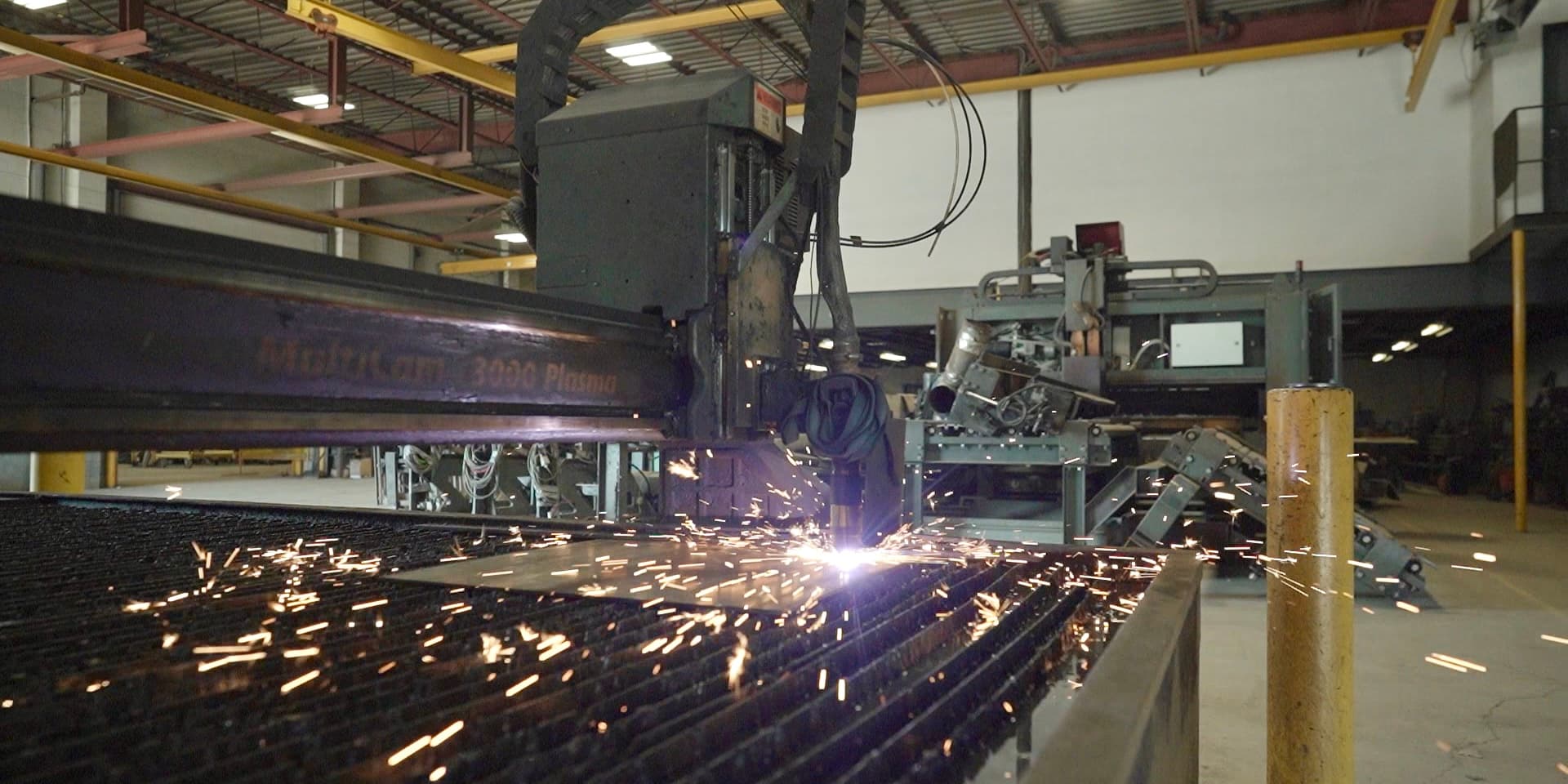 Robotic plasma cutting line in operation