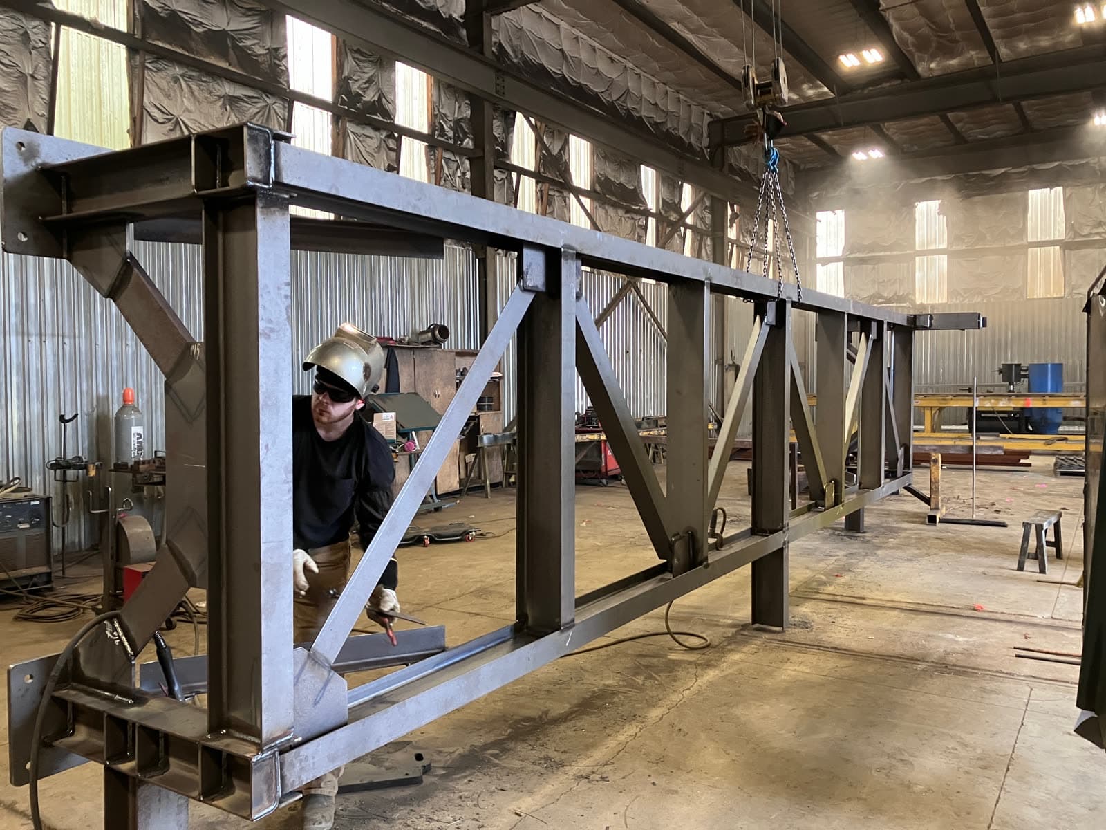 Fitting a truss frame in the Sarnia shop