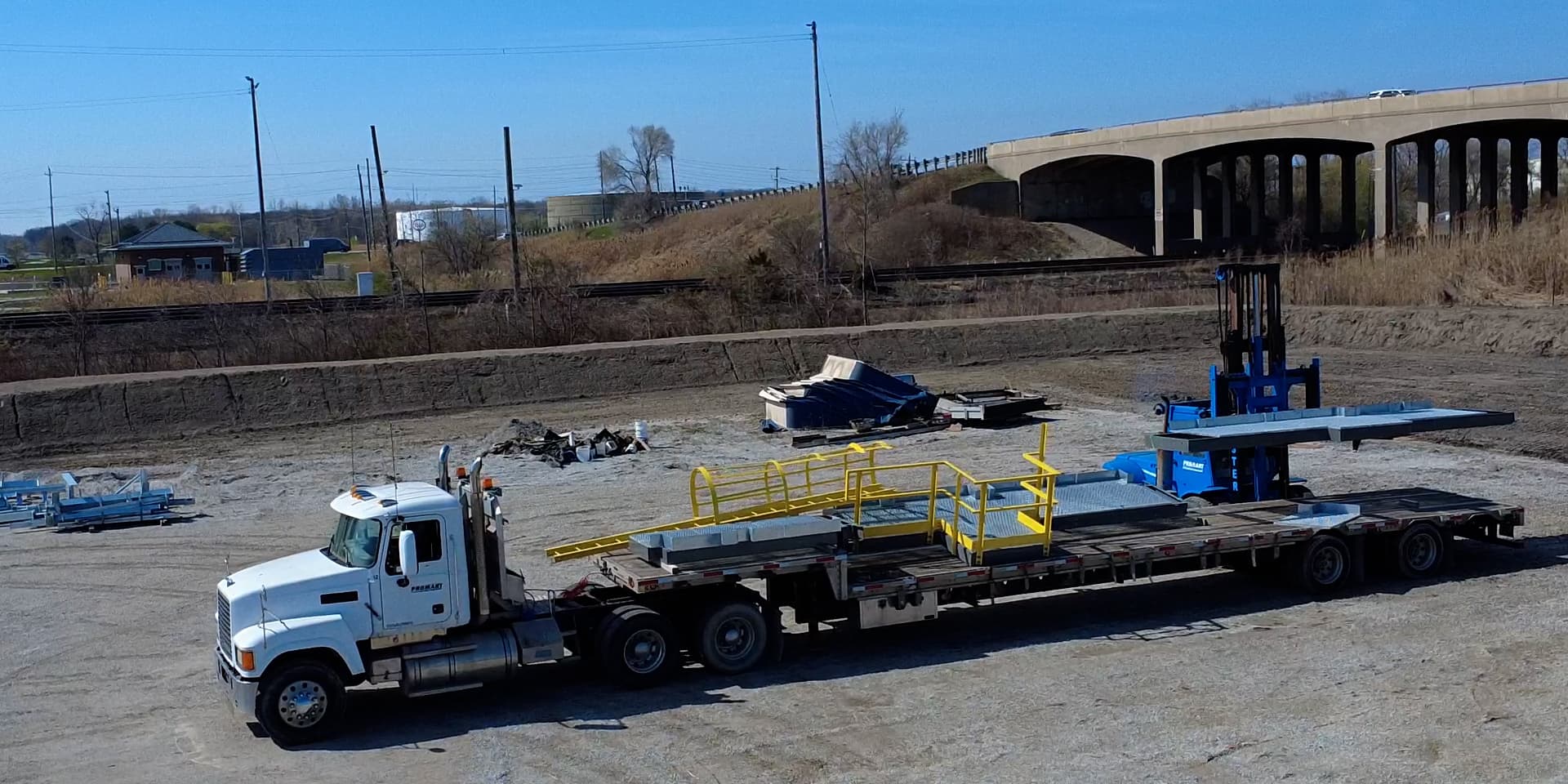 Finished steel loaded for shipment in the yard